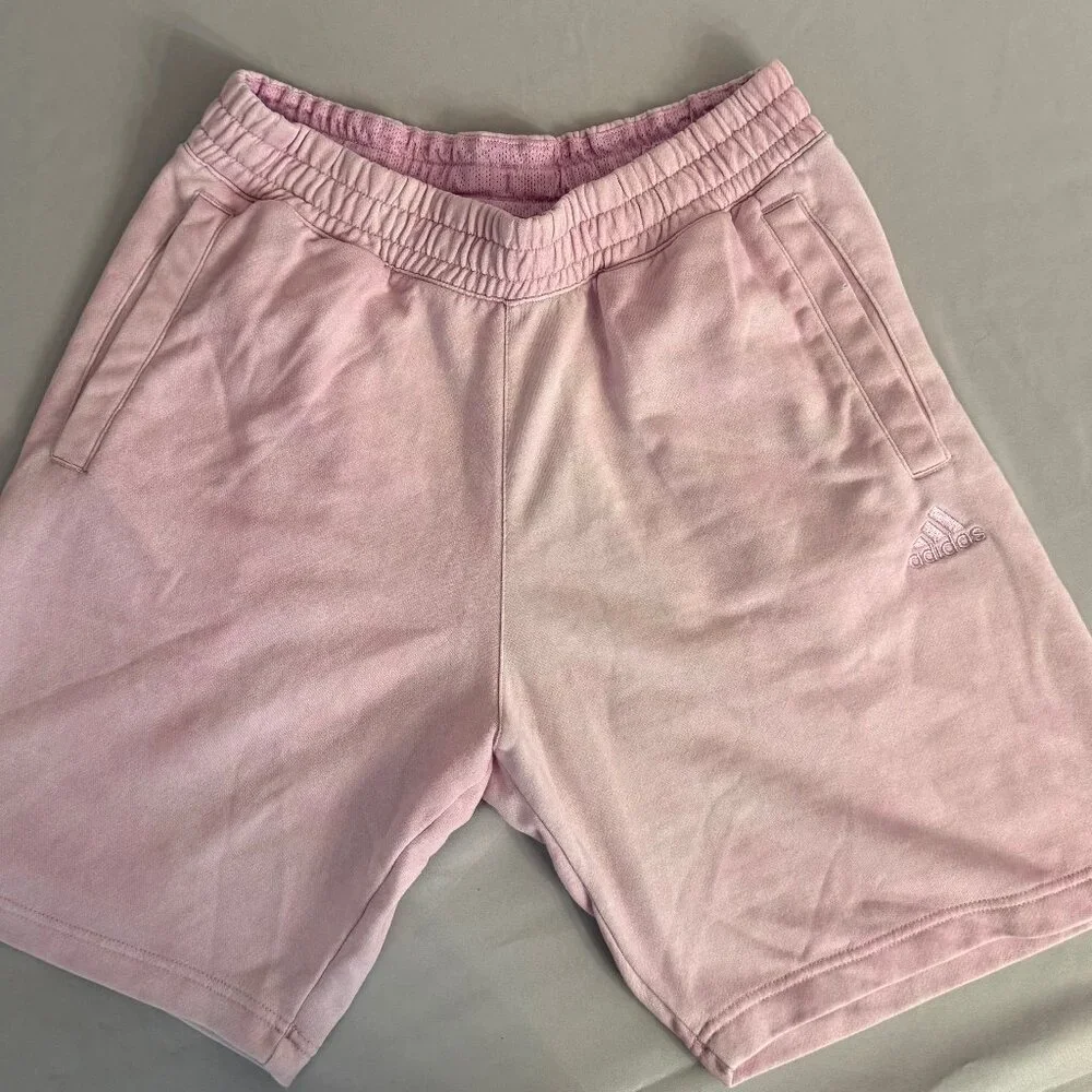 Adidas Originals Pink Tie Dye 3-Bar Shorts Men’s Medium 7.5” Fleece Athletic